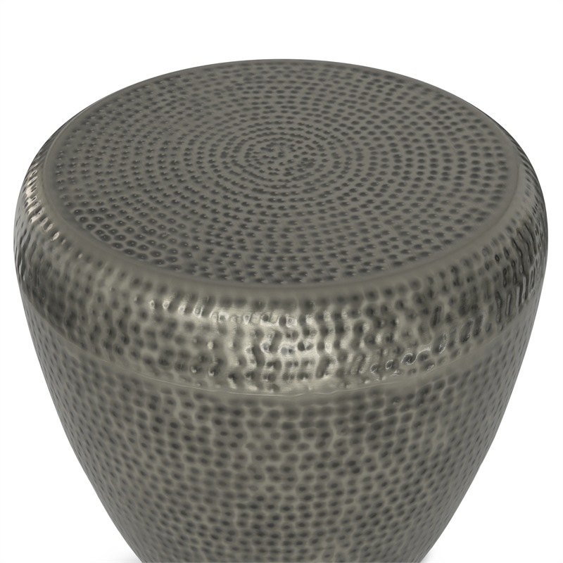 Preston Modern Industrial 22 inch Wide Metal Metal Side Table in Antique Silver