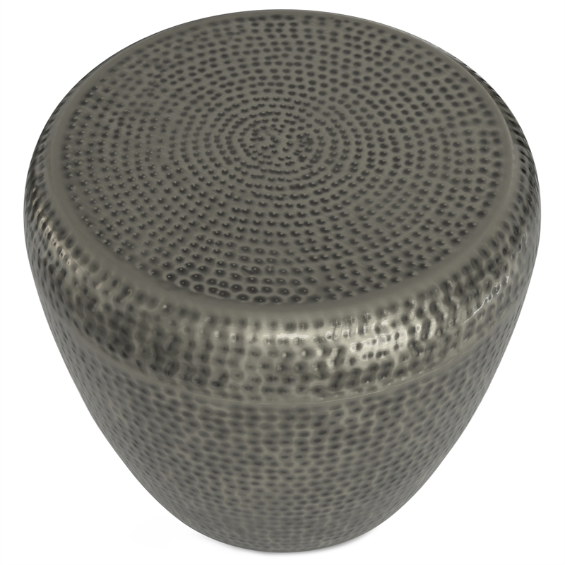 Preston Modern Industrial 22 inch Wide Metal Metal Side Table in Antique Silver