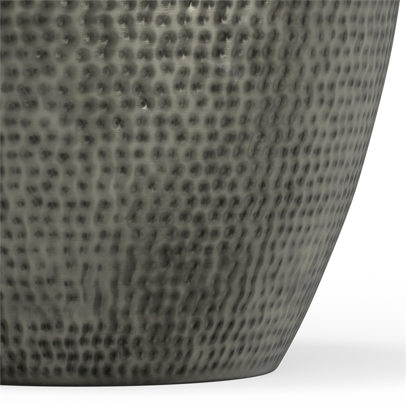 Preston Modern Industrial 22 inch Wide Metal Metal Side Table in Antique Silver