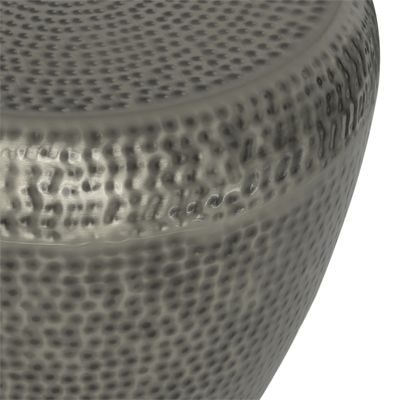 Preston Modern Industrial 22 inch Wide Metal Metal Side Table in Antique Silver