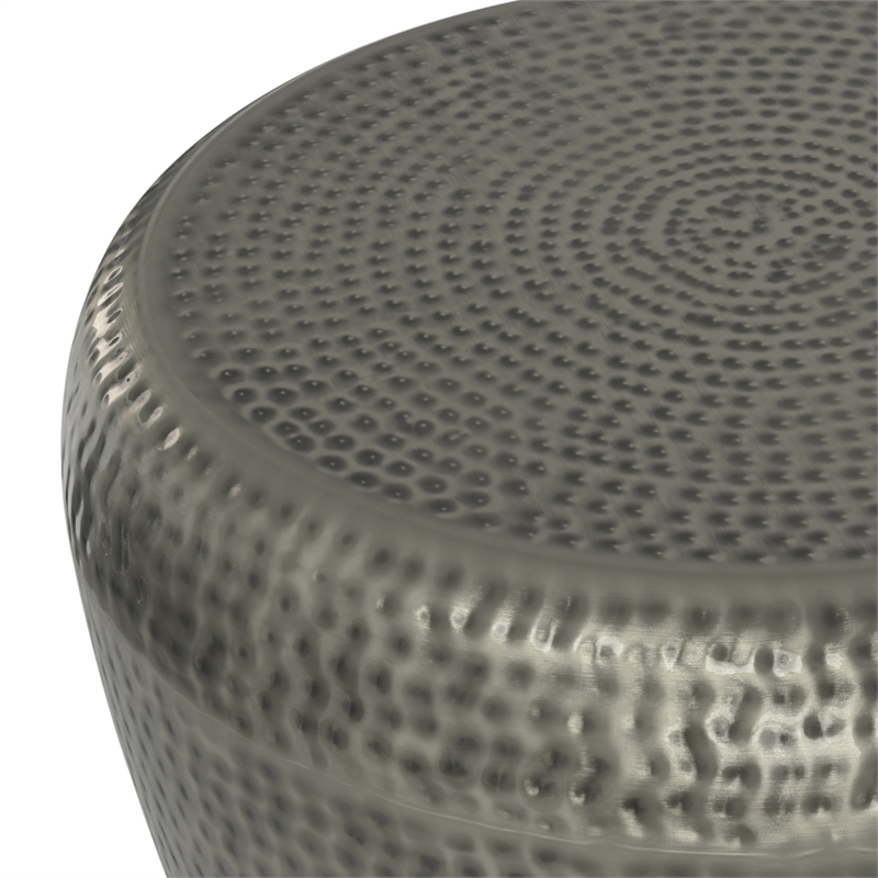 Preston Modern Industrial 22 inch Wide Metal Metal Side Table in Antique Silver