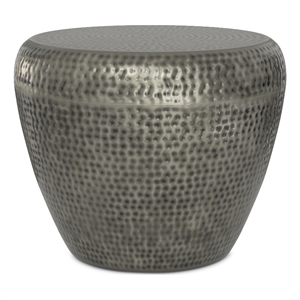 Preston Modern Industrial 22 inch Wide Metal Metal Side Table in Antique Silver