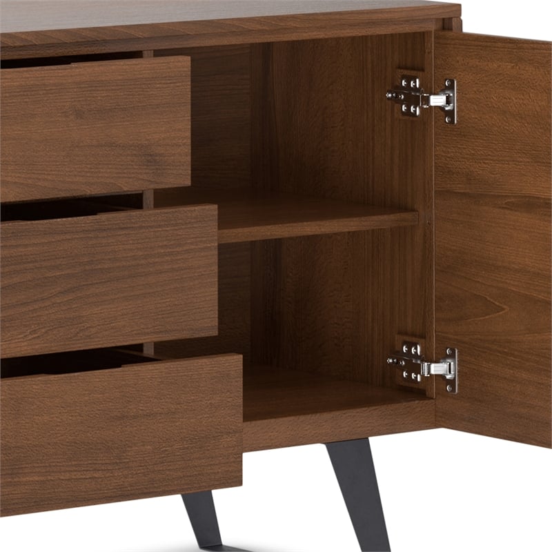 lowry metal 60 inch wide rectangle modern sideboard buffet in walnut wood