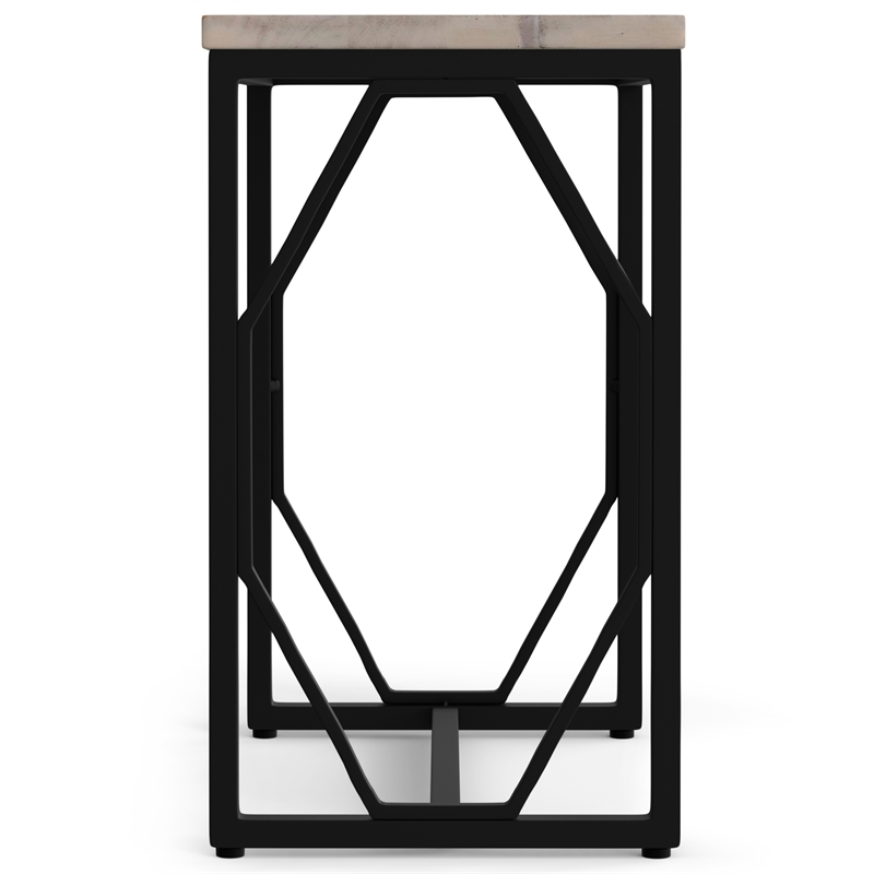 Selma Contemporary 20 inch Wide Metal and Wood Accent Side Table in White Wash