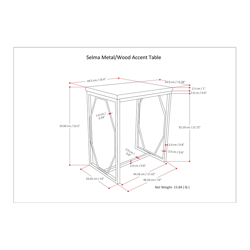 Selma Contemporary 20 inch Wide Metal and Wood Accent Side Table in White Wash