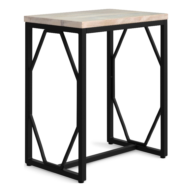 Selma Contemporary 20 inch Wide Metal and Wood Accent Side Table in White Wash