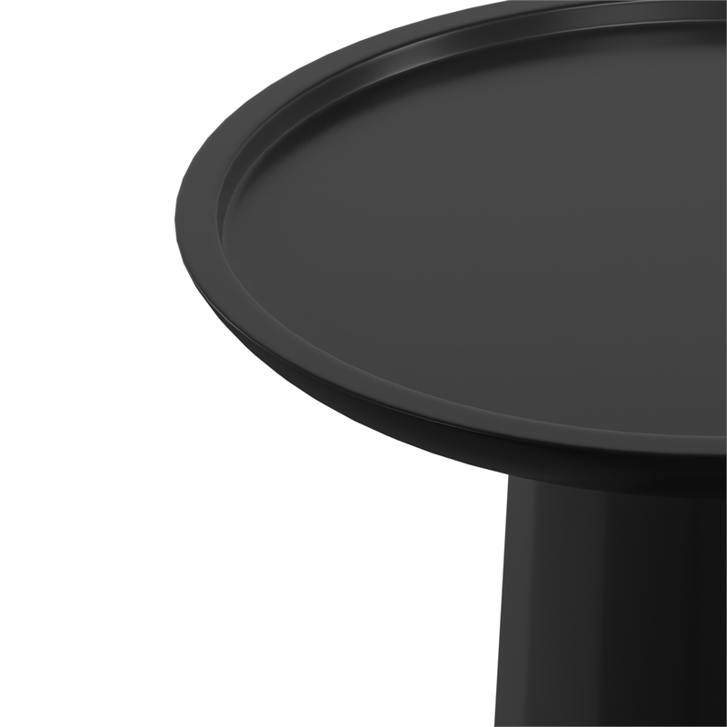 Dayton SOLID WOOD 13 inch Wide Round Contemporary Wooden Accent Table in Black