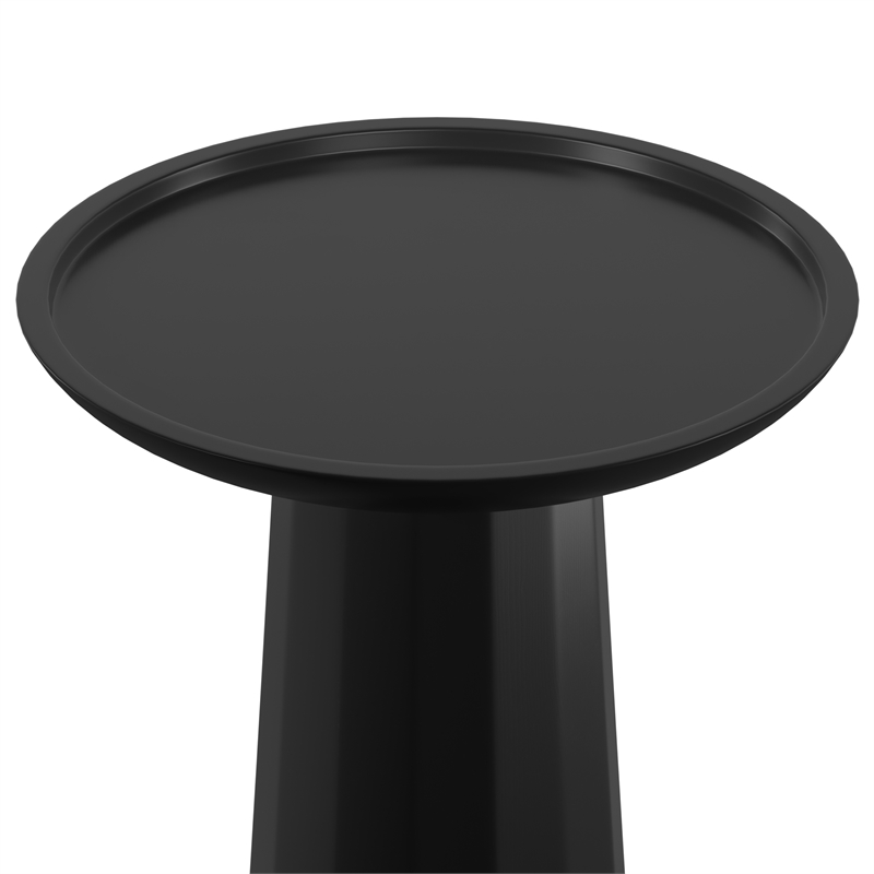 Dayton SOLID WOOD 13 inch Wide Round Contemporary Wooden Accent Table in Black