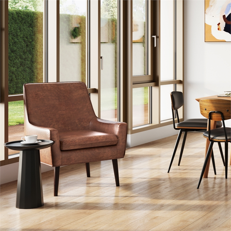 Dayton SOLID WOOD 13 inch Wide Round Contemporary Wooden Accent Table in Black