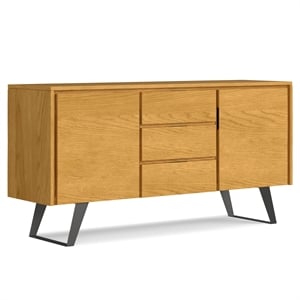 Lowry Metal 60&quot Wide Rectangle Modern Industrial Sideboard Buffet in Oak Wood