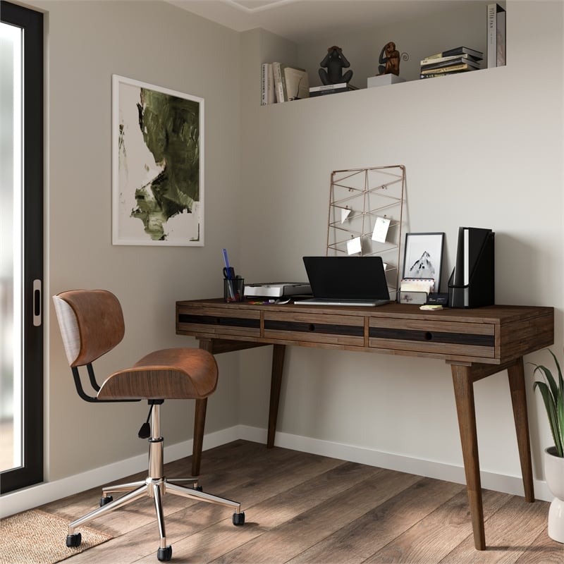 Dax Swivel Adjustable Executive Computer Bentwood OfficeChair in Distressed Tan