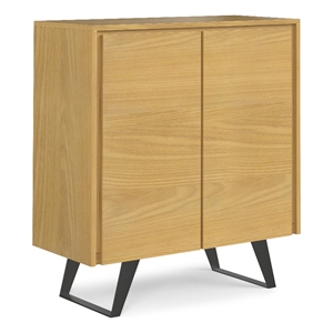 Lowry Metal 39&quot Wide Modern Industrial Medium Storage Cabinet in Oak WOOD