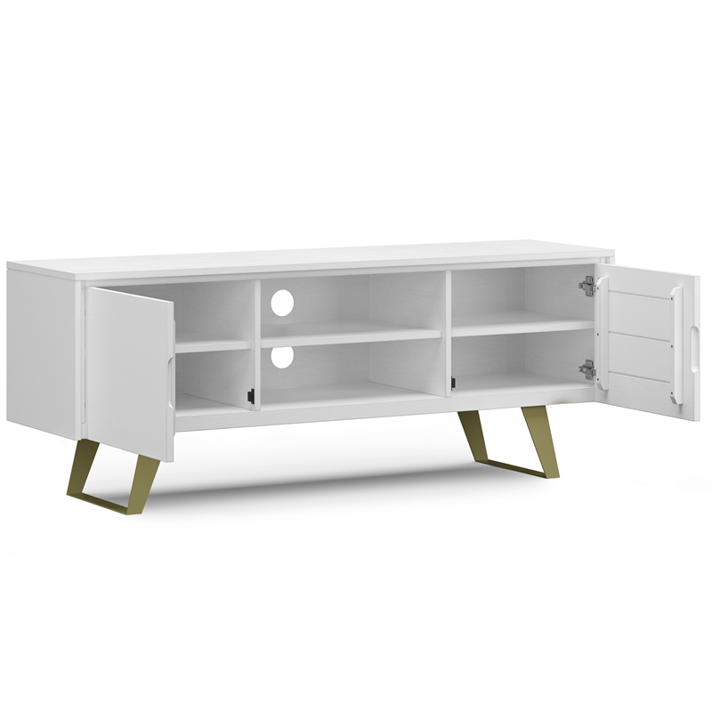 Lowry  63 inch Wide Industrial TV Media Stand in White For TVs up to 70 inches