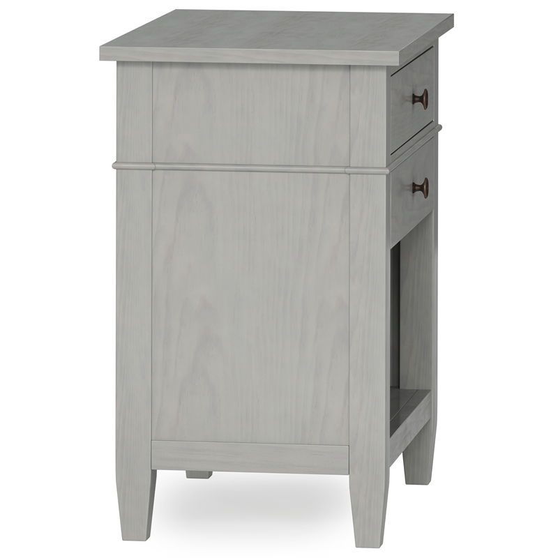 carlton solid wood 24&quot wide contemporary bedside nightstand table in fog gray