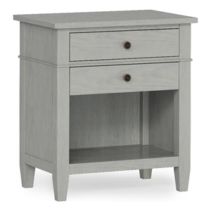 Carlton SOLID WOOD 24&quot Wide Contemporary Bedside Nightstand Table in Fog Gray