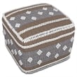 Mapleton Boho Square Pouf in White and Gray Polystyrene Filling