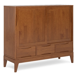 Harper 48&quotWide Solid Hardwood Modern Medium Storage Cabinet in Teak Brown