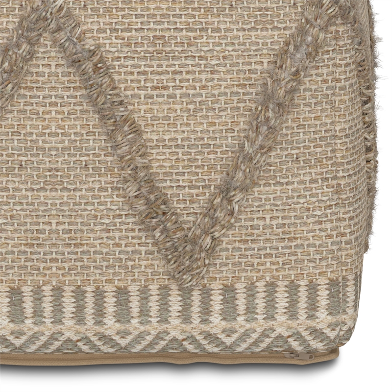 Sweeney Boho Square Pouf in Brown Handloom Woven Pattern