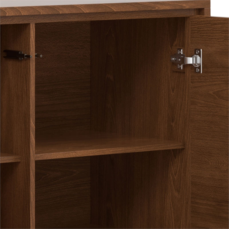 Lowry Metal 39 inchWide Modern Medium Storage Cabinet in Walnut WOOD