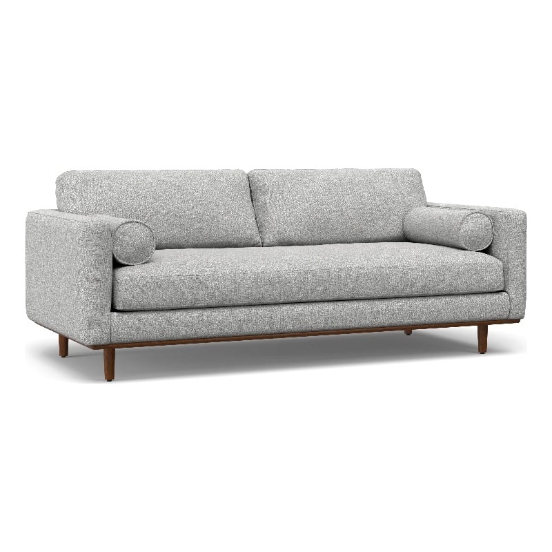 Morrison Mid-Century Modern 89 inch Wide Sofa in Mist Gray Woven-Blend Fabric