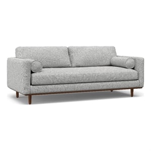 morrison mid-century modern 89 inch wide sofa in mist gray woven-blend fabric
