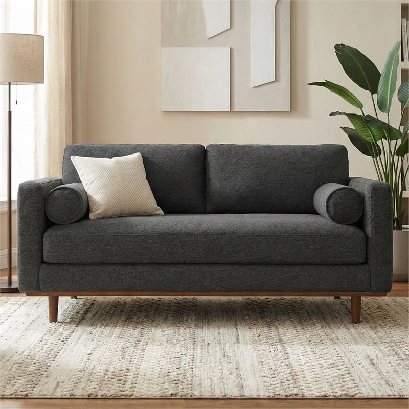 Morrison 72 inch Wide Modern Loveseat Sofa in Charcoal Gray Woven-Blend Fabric
