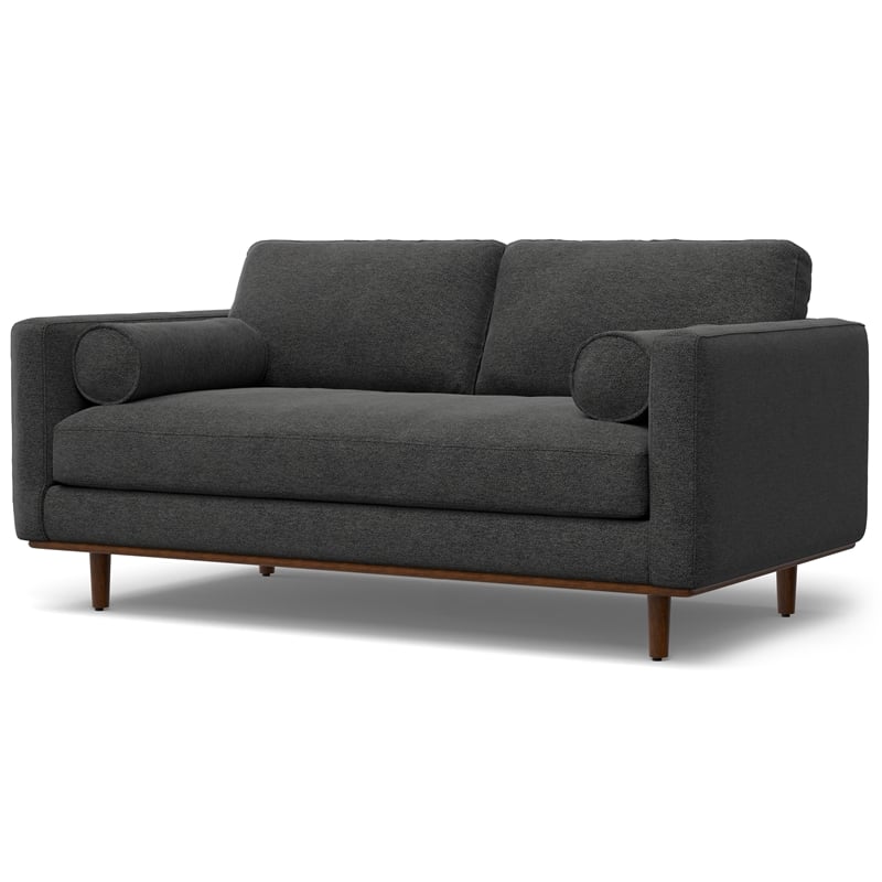 Morrison 72 inch Wide Modern Loveseat Sofa in Charcoal Gray Woven-Blend Fabric