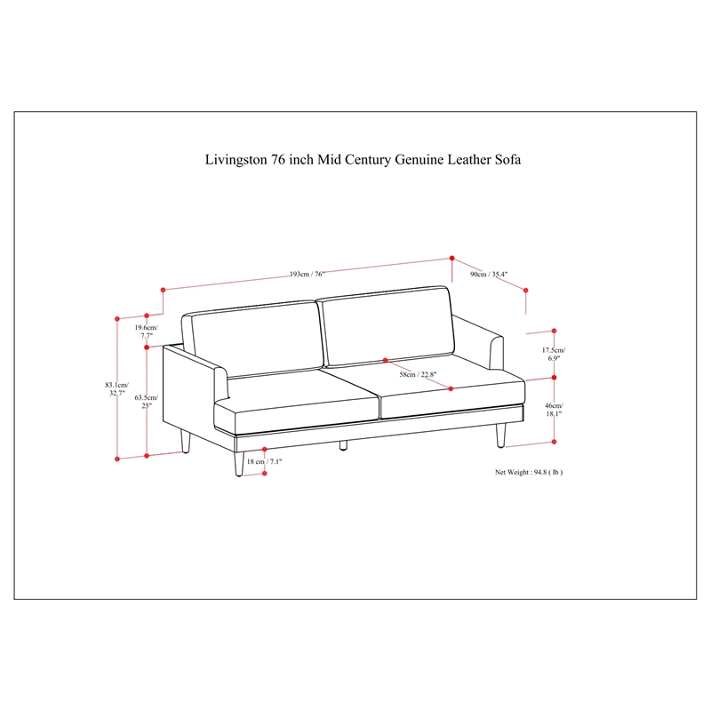 Livingston Modern 76 inch Wide Sofa in Mist Gray Woven-Blend Fabric