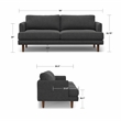 Livingston Modern 76 inch Wide Sofa in Charcoal Gray Woven-Blend Fabric