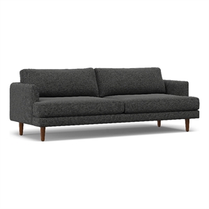 livingston modern 90 inch wide sofa in charcoal gray woven-blend fabric