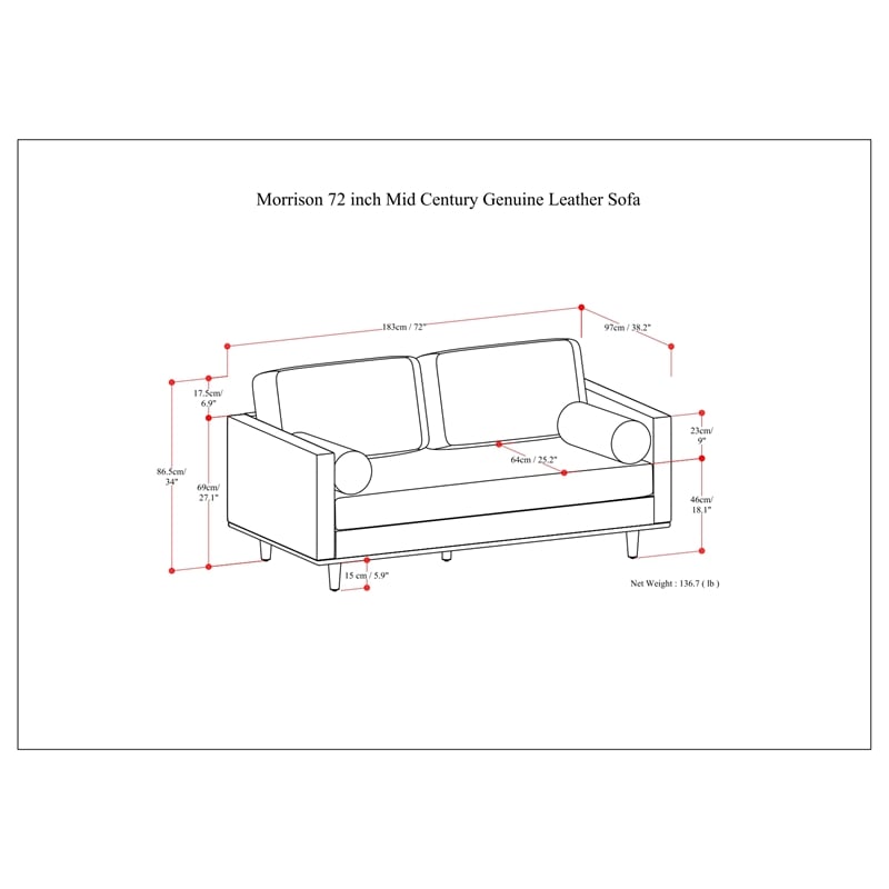 Morrison Modern 72 inch Wide Loveseat Sofa in Mist Gray Woven-Blend Fabric