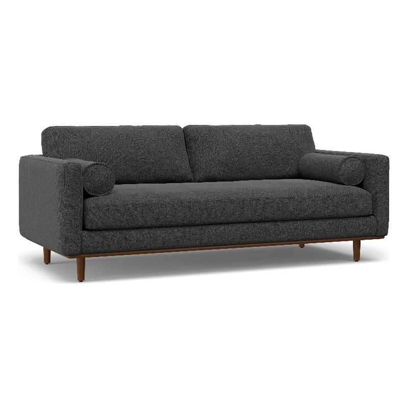 Morrison Modern 89 inch Wide Sofa in Charcoal Gray Woven-Blend Fabric