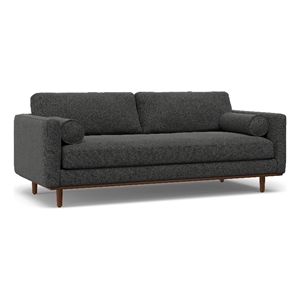morrison modern 89 inch wide sofa in charcoal gray woven-blend fabric