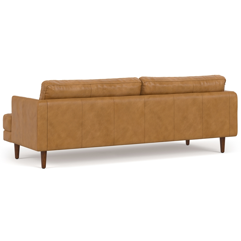 Livingston 90 inch Wide Modern Sofa in Sienna Top Grain Genuine Leather