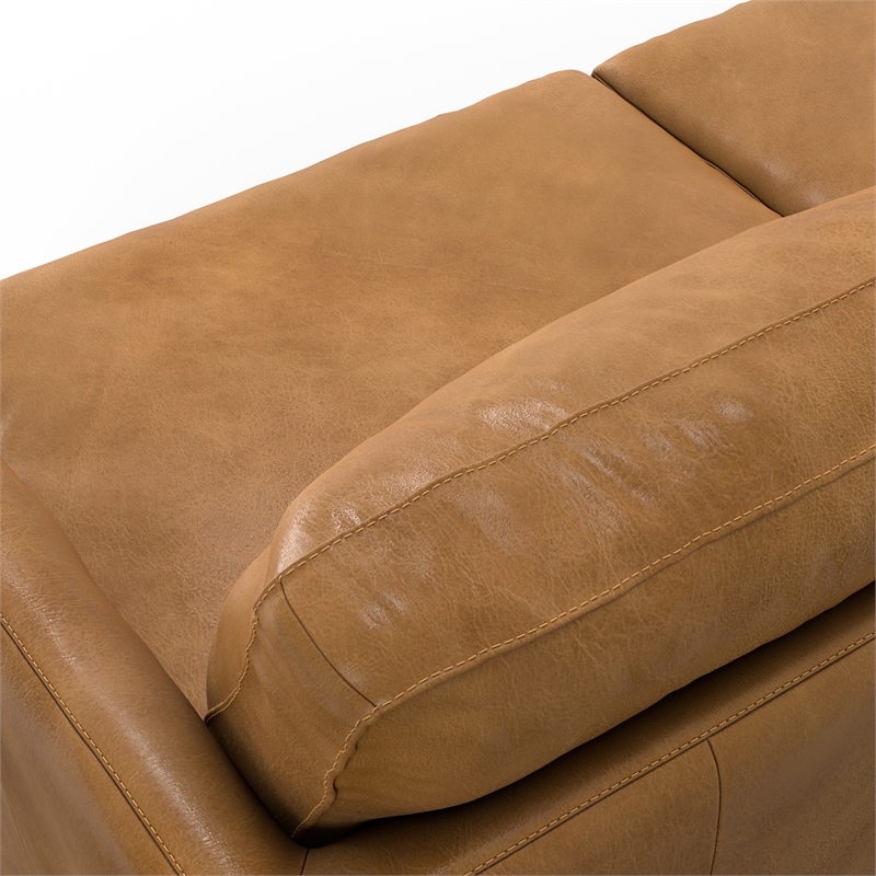 Livingston 90 inch Wide Modern Sofa in Sienna Top Grain Genuine Leather