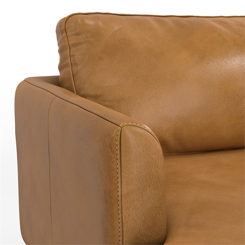 Livingston 90 inch Wide Modern Sofa in Sienna Top Grain Genuine Leather