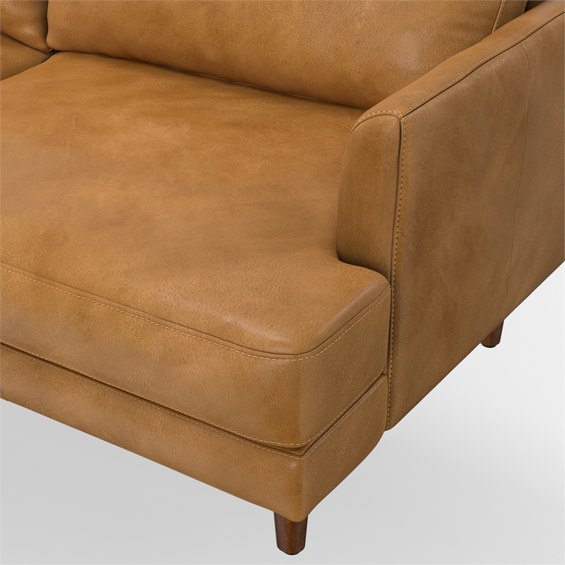 Livingston 90 inch Wide Modern Sofa in Sienna Top Grain Genuine Leather