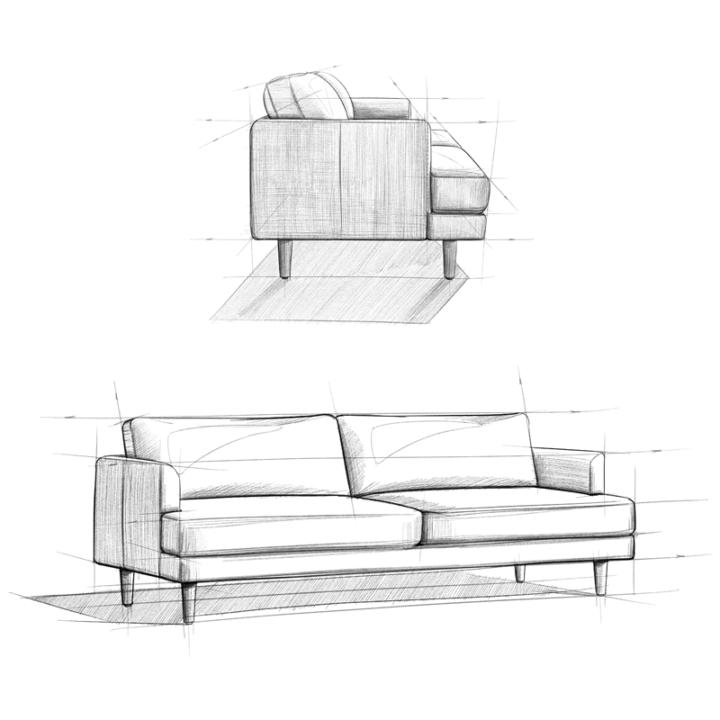 Livingston 90 inch Wide Modern Sofa in Sienna Top Grain Genuine Leather