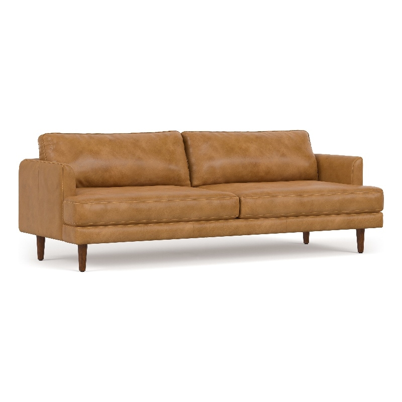 Livingston 90 inch Wide Modern Sofa in Sienna Top Grain Genuine Leather