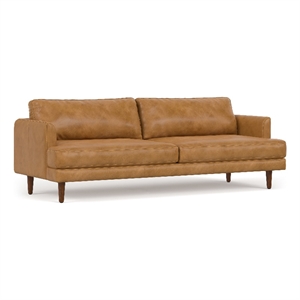 Livingston 90 inch Wide Modern Sofa in Sienna Top Grain Genuine Leather