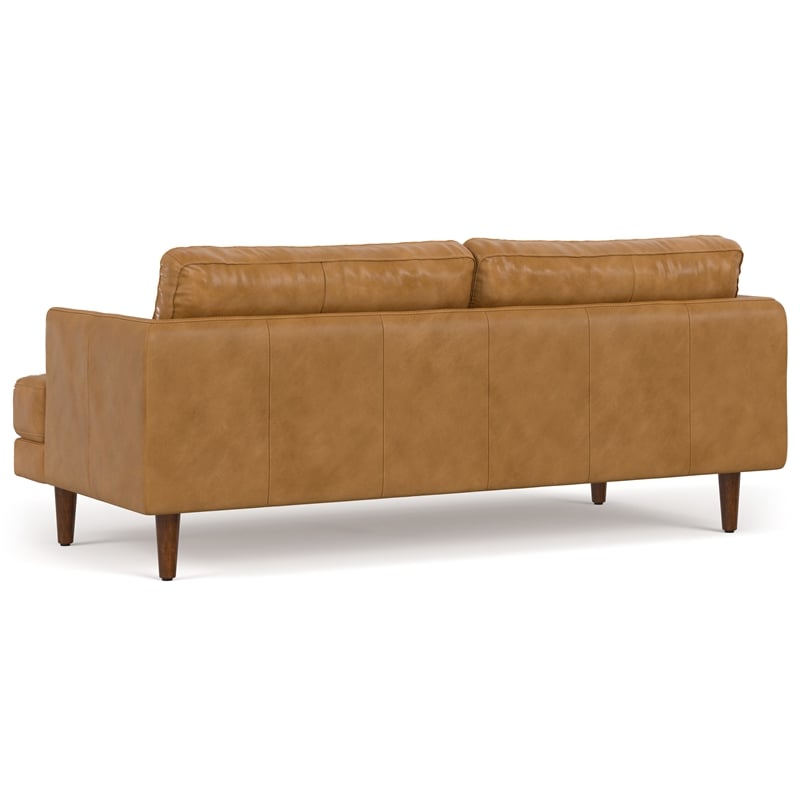 Livingston 76 inch Wide Modern Sofa in Sienna Top Grain Genuine Leather