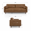 Morrison Modern 89 inch Wide Sofa in Caramel Brown Top Grain Genuine Leather
