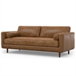 Morrison Modern 89 inch Wide Sofa in Caramel Brown Top Grain Genuine Leather