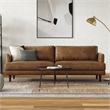 Livingston 90 inch Wide Modern Sofa in Caramel Brown Top Grain Genuine Leather