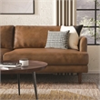 Livingston 90 inch Wide Modern Sofa in Caramel Brown Top Grain Genuine Leather