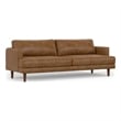 Livingston 90 inch Wide Modern Sofa in Caramel Brown Top Grain Genuine Leather
