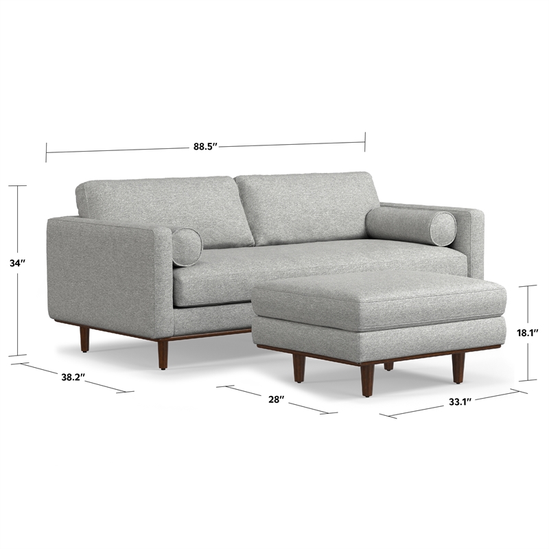 Morrison Modern 89 inch Wide Sofa Set in Mist Grey Woven-Blend Fabric