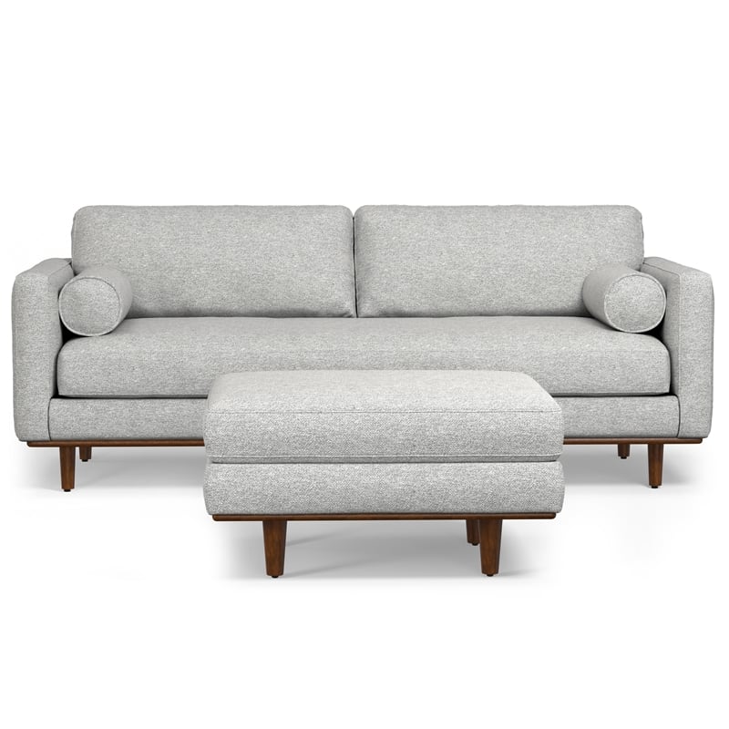 Morrison Modern 89 inch Wide Sofa Set in Mist Grey Woven-Blend Fabric