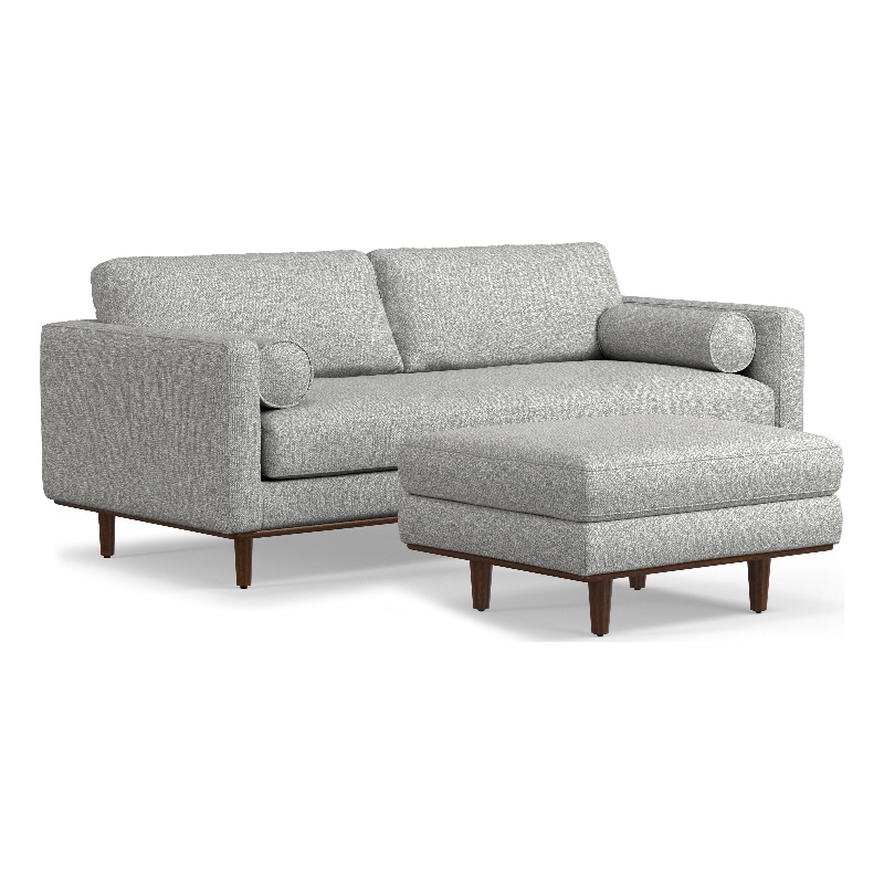 Morrison Modern 89 inch Wide Sofa Set in Mist Grey Woven-Blend Fabric