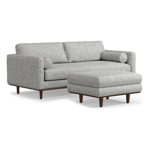 Morrison Modern 89 inch Wide Sofa Set in Mist Grey Woven-Blend Fabric